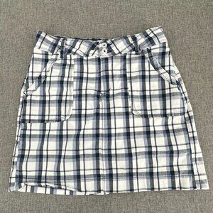 Lee Natural Fit 1889 Plaid Skirt Shorts Attached Under 6 Medium Blue White Pocke